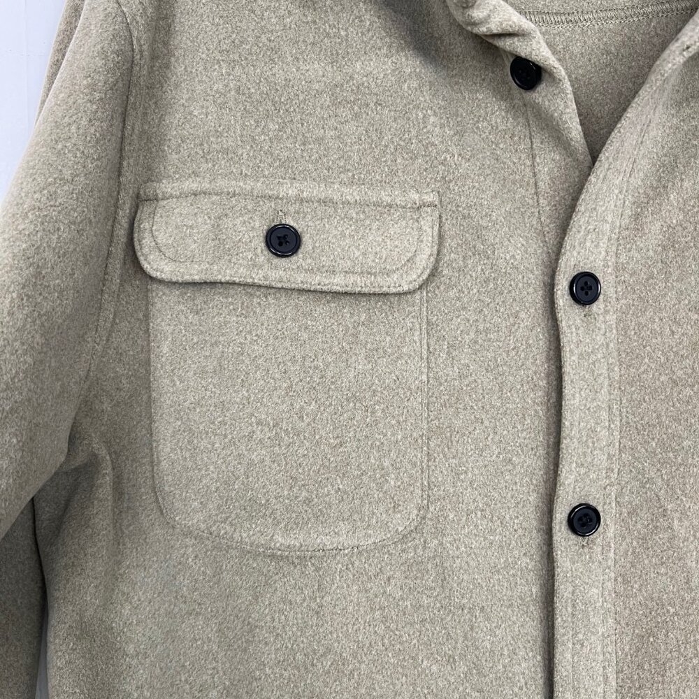Kirkland Shacket Shirt Jacket Tan Soft Fleece Flap Over Pockets Men's Large - Picture 3 of 5